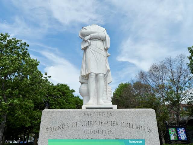 Patung Columbus di AS Dipenggal Kepalanya
