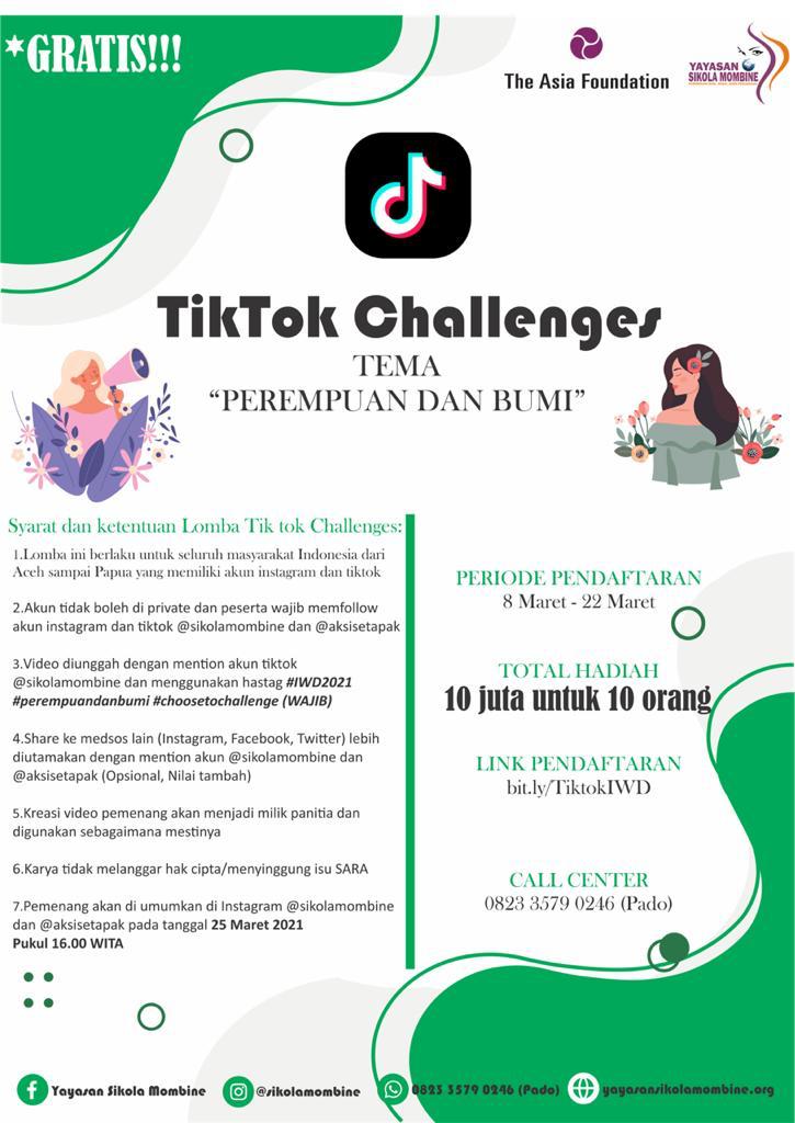 Peringati IWD 2021, Sikola Mombine Gelar Tiktok Challenge Perempuan dan Bumi