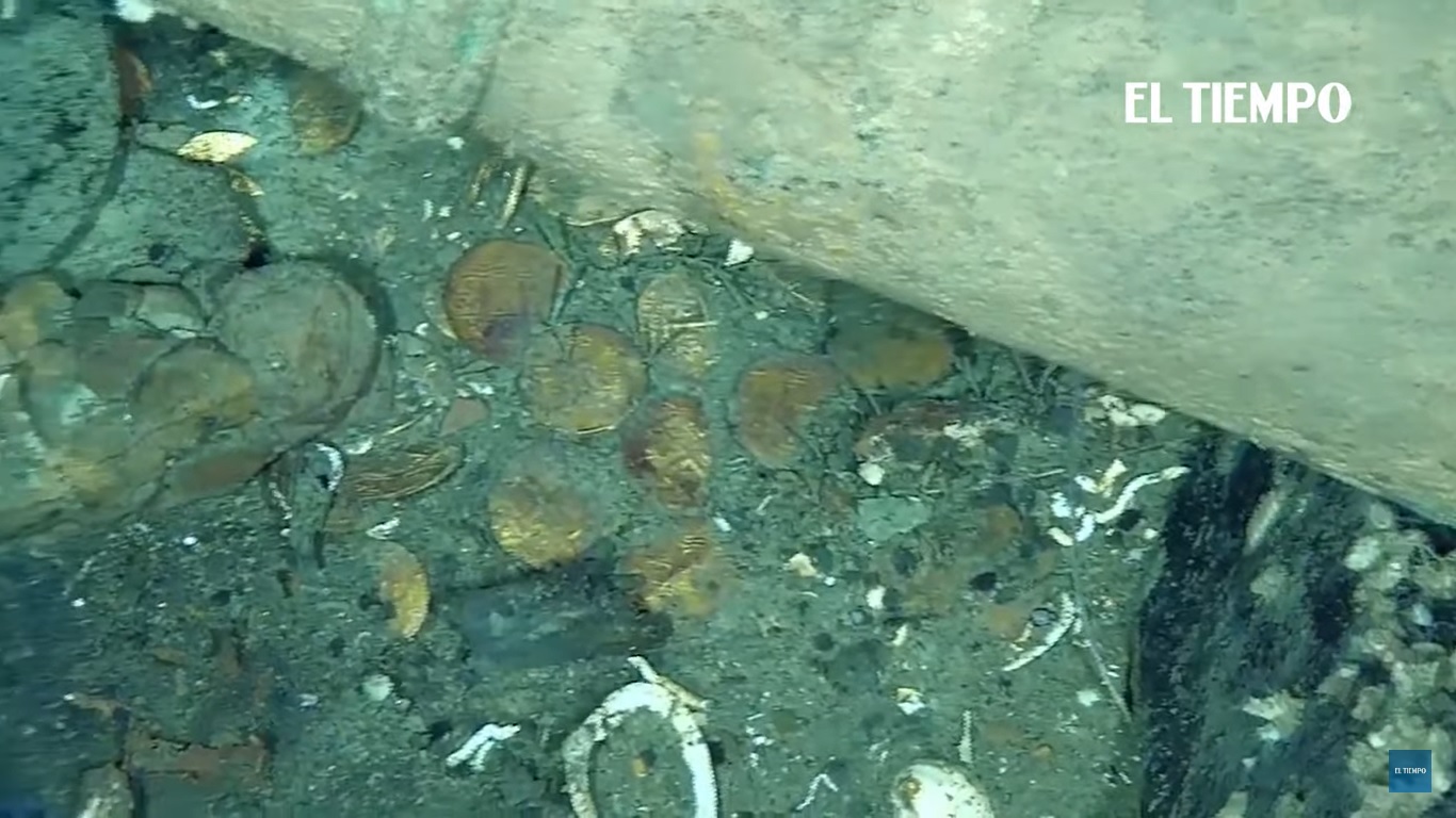 Penampakan emas dari kapal harta karun emas Galeon San Jose di Laut Karibia. Foto: El Tiempo.