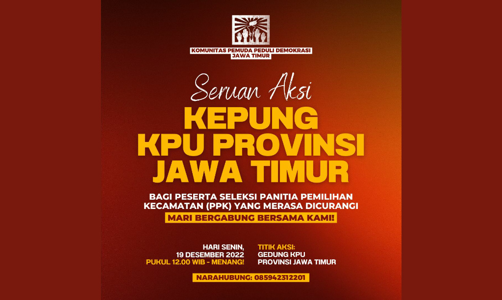 Diduga Intervensi Seleksi PPK, KPKD Serukan Kepung KPU Jatim