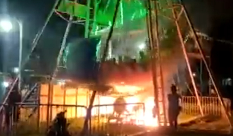 Beredar Vidio Wahana Pasar Malam di Jatirogo Terbakar, Beruntung Tidak Ada Korban Jiwa