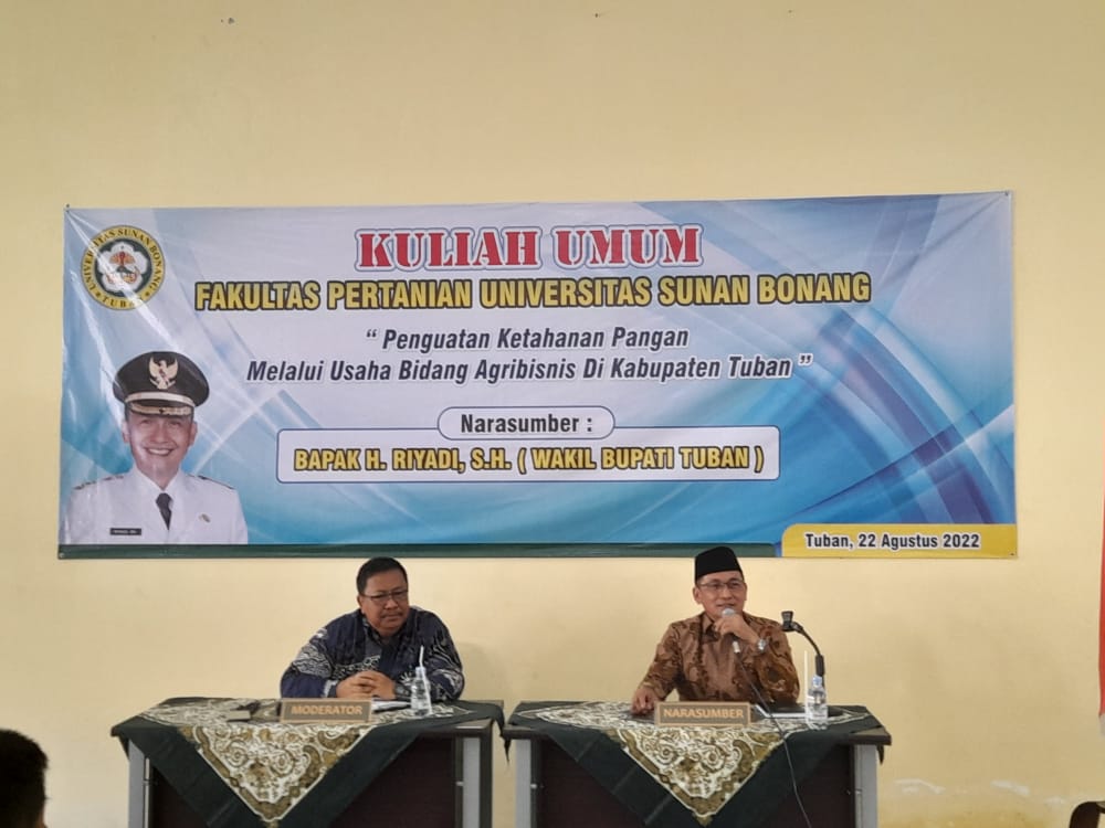 Wabup Riyadi Jadi Narasumber Kuliah Umum Agribisnis di Universitas Sunan Bonang Tuban