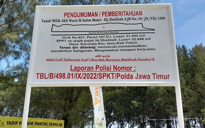 Kades Socorejo Tanggapi Santai Laporan dan Pemasangan Papan Ahli Waris Hj Sholikah di Wisata Pantai Semilir