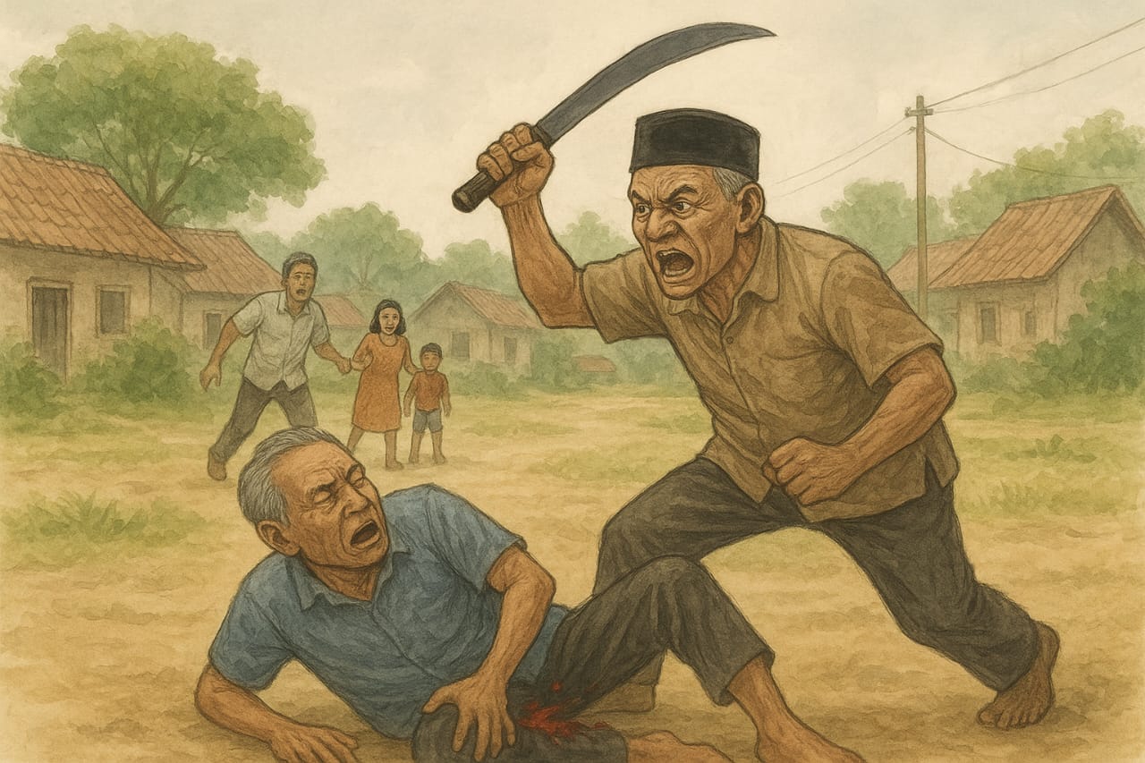 Cemburu Tak Terkendali, Kakek di Tuban Nekat Bacok Tetangga Sendiri